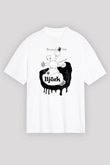 Björk Baskılı Beyaz Unisex Oversize Tişört - Tshirt