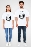 Björk Baskılı Beyaz Unisex Oversize Tişört - Tshirt