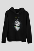 Björk Baskılı Unisex Siyah Hoodie