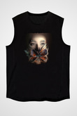 Björk Baskılı Unisex Siyah Kolsuz Tişört - Tshirt