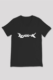 Björk Baskılı Unisex Siyah V Yaka Tişört - Tshirt