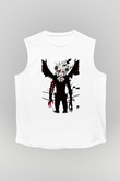 Black Clover Baskılı Beyaz Unisex Kolsuz Tişört - Tshirt