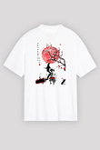 Black Clover Baskılı Beyaz Unisex Oversize Tişört - Tshirt