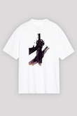 Black Clover Baskılı Beyaz Unisex Oversize Tişört - Tshirt