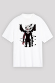 Black Clover Baskılı Beyaz Unisex Oversize Tişört - Tshirt