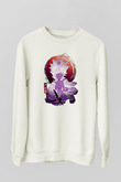 Black Clover Baskılı Beyaz Unisex Sweatshirt