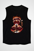 Black Clover Baskılı Unisex Siyah Kolsuz Tişört - Tshirt