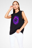Black Clover Baskılı Unisex Siyah Kolsuz Tişört - Tshirt