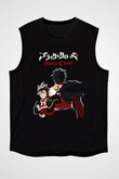 Black Clover Baskılı Unisex Siyah Kolsuz Tişört - Tshirt