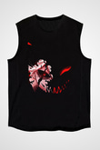 Black Clover Baskılı Unisex Siyah Kolsuz Tişört - Tshirt