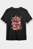Black Clover Baskılı Unisex Siyah Tişört - Tshirt
