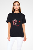 Black Clover Baskılı Unisex Siyah Tişört - Tshirt