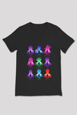 Black Clover Baskılı Unisex Siyah V Yaka Tişört - Tshirt