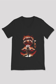 Black Clover Baskılı Unisex Siyah V Yaka Tişört - Tshirt