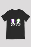 Black Clover Baskılı Unisex Siyah V Yaka Tişört - Tshirt