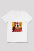 Black Eyed Peas Baskılı Beyaz V Yaka Unisex Tişört