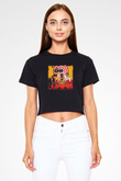 Black Eyed Peas Baskılı Crop Top Siyah Kadın Tişört