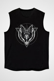 Black Jackal Baskılı Unisex Siyah Kolsuz Tişört - Tshirt