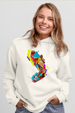 Black Mamba Baskılı Beyaz Unisex Kapüşonlu Sweatshirt