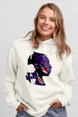 Black Mamba Baskılı Beyaz Unisex Kapüşonlu Sweatshirt