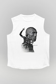 Black Mamba Baskılı Beyaz Unisex Kolsuz Tişört - Tshirt
