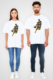 Black Mamba Baskılı Beyaz Unisex Oversize Tişört - Tshirt