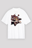 Black Mamba Baskılı Beyaz Unisex Oversize Tişört - Tshirt
