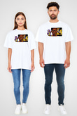 Black Mamba Baskılı Beyaz Unisex Oversize Tişört - Tshirt