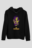 Black Mamba Baskılı Unisex Siyah Kapüşonlu Sweatshirt