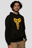 Black Mamba Baskılı Unisex Siyah Kapüşonlu Sweatshirt