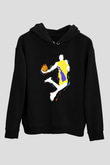 Black Mamba Baskılı Unisex Siyah Kapüşonlu Sweatshirt