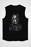 Black Mamba Baskılı Unisex Siyah Kolsuz Tişört - Tshirt