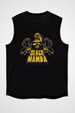 Black Mamba Baskılı Unisex Siyah Kolsuz Tişört - Tshirt