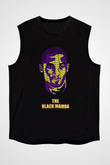 Black Mamba Baskılı Unisex Siyah Kolsuz Tişört - Tshirt
