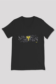 Black Mamba Baskılı Unisex Siyah V Yaka Tişört - Tshirt