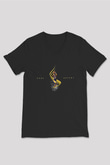 Black Mamba Baskılı Unisex Siyah V Yaka Tişört - Tshirt