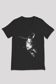 Black Mamba Baskılı Unisex Siyah V Yaka Tişört - Tshirt