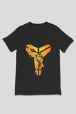 Black Mamba Baskılı Unisex Siyah V Yaka Tişört - Tshirt