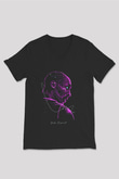 Black Mamba Baskılı Unisex Siyah V Yaka Tişört - Tshirt