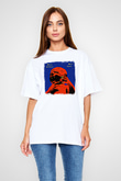 Black Sabbath Baskılı Unisex Beyaz Oversize Tişört