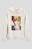 Bleach Baskılı Beyaz Unisex Hoodie