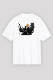 Bleach Baskılı Beyaz Unisex Oversize Tişört - Tshirt