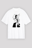 Bleach Baskılı Beyaz Unisex Oversize Tişört - Tshirt