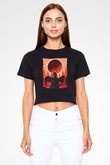 Bleach Baskılı Siyah Crop Top Kadın Tişört - Tshirt