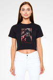 Bleach Baskılı Siyah Crop Top Kadın Tişört - Tshirt