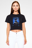 Bleach Baskılı Siyah Crop Top Kadın Tişört - Tshirt