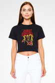 Bleach Baskılı Siyah Crop Top Kadın Tişört - Tshirt