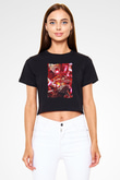 Bleach Baskılı Siyah Crop Top Kadın Tişört - Tshirt