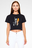 Bleach Baskılı Siyah Crop Top Kadın Tişört - Tshirt
