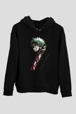 Bleach Baskılı Unisex Siyah Hoodie